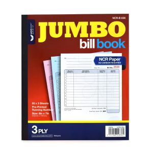 Unicorn Stationery NCR Jumbo Bill Book (6" x 7"/50 x 3 Sheets) B836
