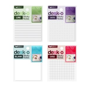 Unicorn Stationery Sticky Notes 60 Sheets 76mm x 76mm Line, Dot, Grid & Blank