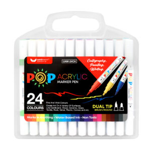 Unicorn Stationery 24 Colours Dual Tip POP Acrylic Paint Marker UAM-24CA