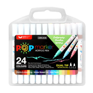 Unicorn Stationery 24 Colours Dual Tip POP Acrylic Paint Marker UAM-24CB