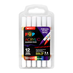 Unicorn Stationery 12 Colours Dual Tip POP Acrylic Paint Marker UAM-12CD