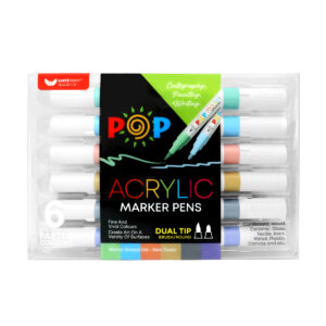Unicorn Stationery 6 Colours Dual Tip POP Acrylic Paint Marker UAM-6CE